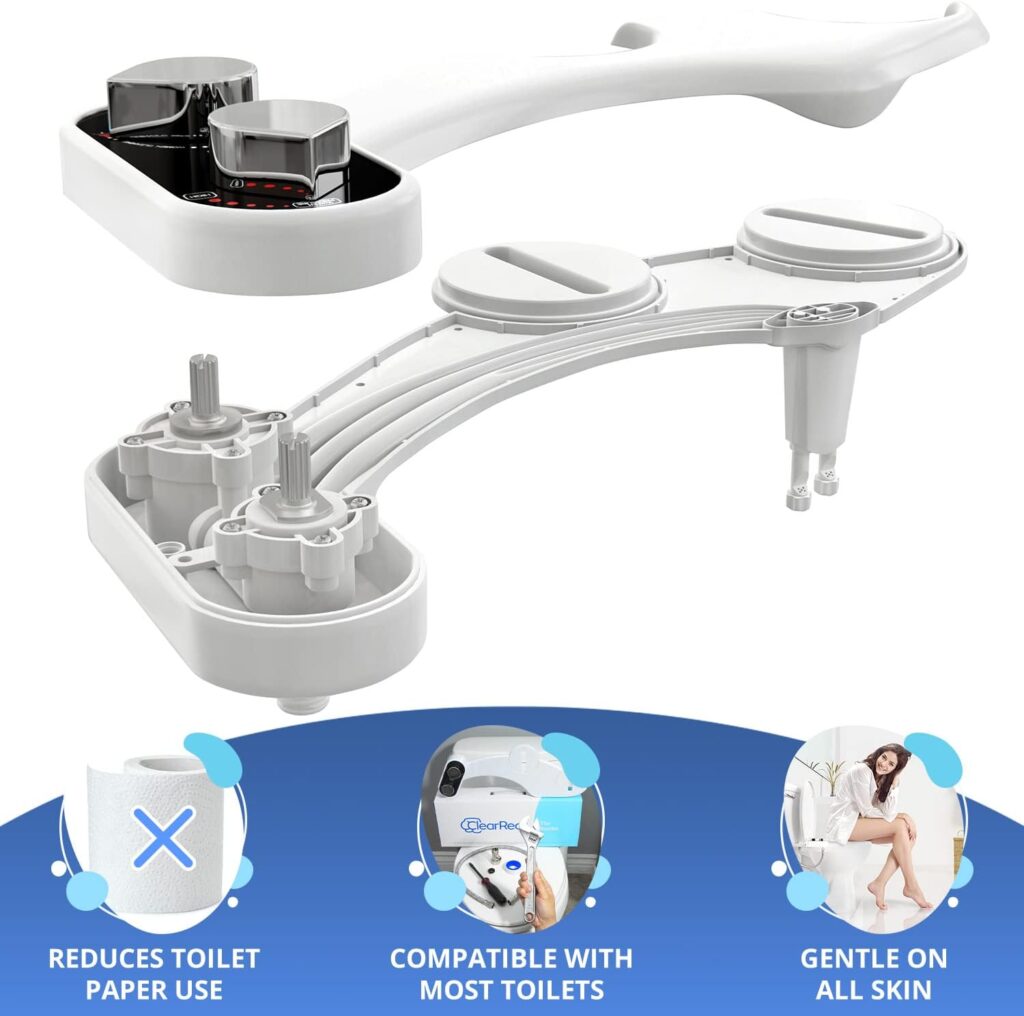 Clear Rear Bidet Attachment for Toilet - Elevate Your Bathroom w/Our Self-Cleaning Bidet, FSA HSA Eligible - Ultimate Bidet Toilet Seat Experience, Toilet Accessories For Hygiene - Toilet Bidet