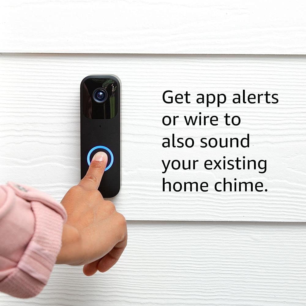 Blink Video Doorbell | Two-way audio, HD video, motion and chime app alerts, and Alexa enabled — wired or wire-free (White)