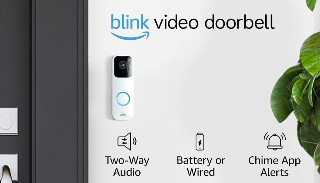 Blink Video Doorbell | Two-way audio, HD video, motion and chime app alerts, and Alexa enabled — wired or wire-free (White)