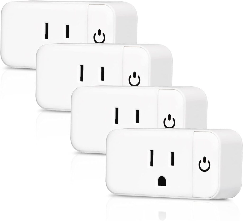 JUNLIT Mini Smart Plug, Smart Outlet Compatible with Alexa and Google Assistant, Tuya Smart Life 2.4GHz Only WiFi Socket, VoiceRemote Control, Schedule Timer, No Hub Required, ETLFCC, White, 4-Pack