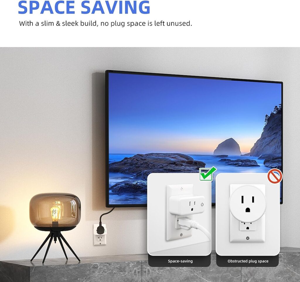 JUNLIT Mini Smart Plug, Smart Outlet Compatible with Alexa and Google Assistant, Tuya Smart Life 2.4GHz Only WiFi Socket, VoiceRemote Control, Schedule Timer, No Hub Required, ETLFCC, White, 4-Pack