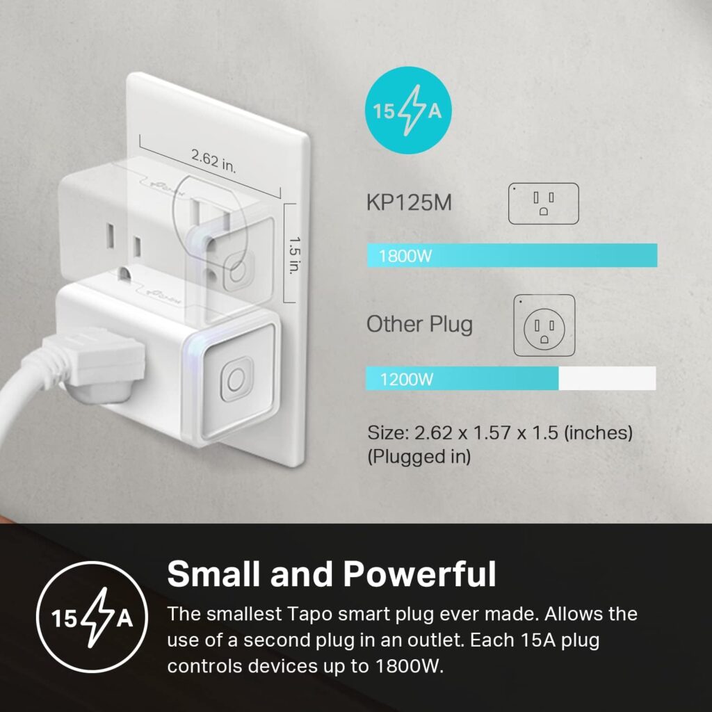 Kasa Matter Smart Plug w/ Energy Monitoring, Compact Design, 15A/1800W Max, Super Easy Setup, Works with Apple Home, Alexa  Google Home, UL Certified, 2.4G Wi-Fi Only, White, KP125M (4-Pack)