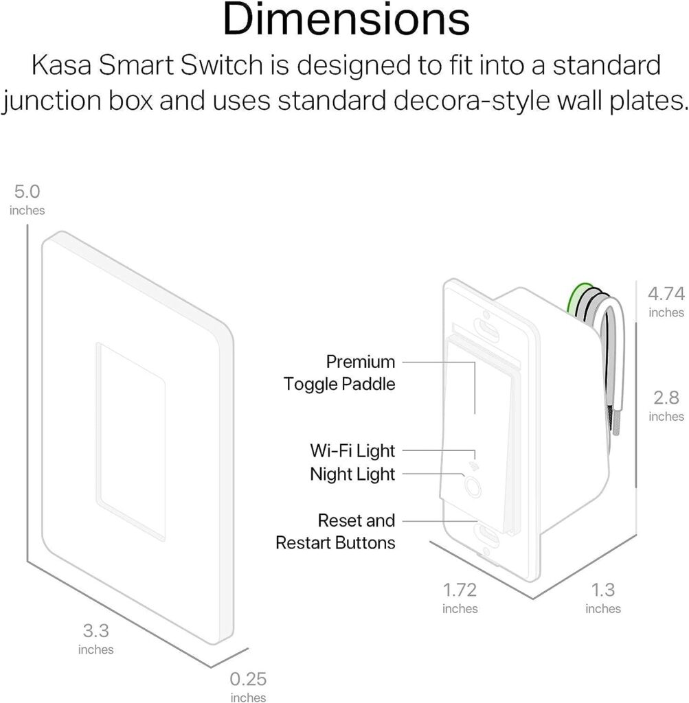 Kasa Smart Light Switch HS200P3, Single Pole, Needs Neutral Wire, 2.4GHz Wi-Fi Light Switch Works with Alexa and Google Home, UL Certified, No Hub Required, 3 Count -Pack of 1 , White