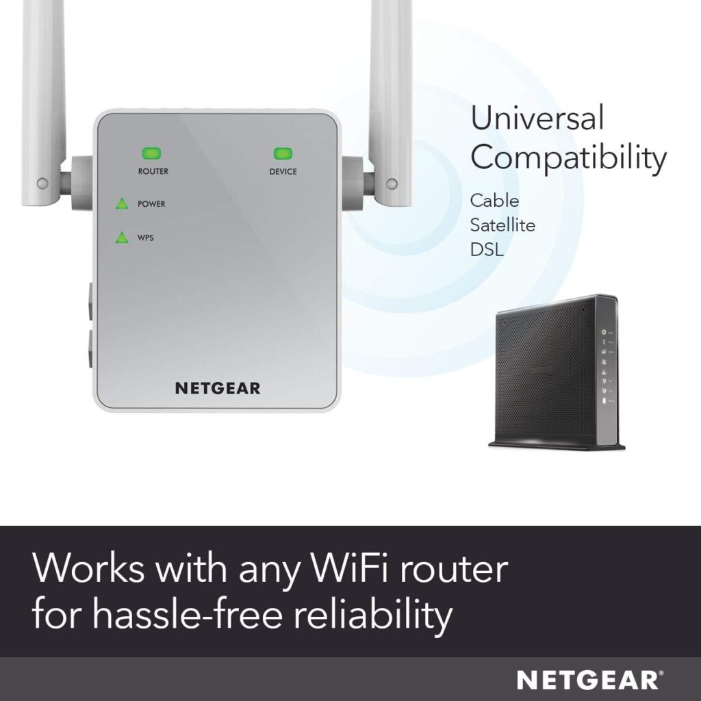 NETGEAR Wi-Fi Range Extender EX3700 - Coverage Up to 1000 Sq Ft and 15 Devices with AC750 Dual Band Wireless Signal Booster  Repeater (Up to 750Mbps Speed), and Compact Wall Plug Design