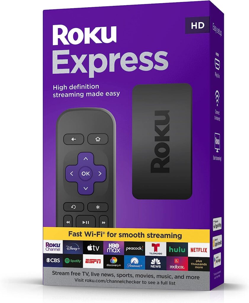 Roku Express (New) | HD Roku Streaming Device with Simple Remote (no TV controls), Free  Live TV