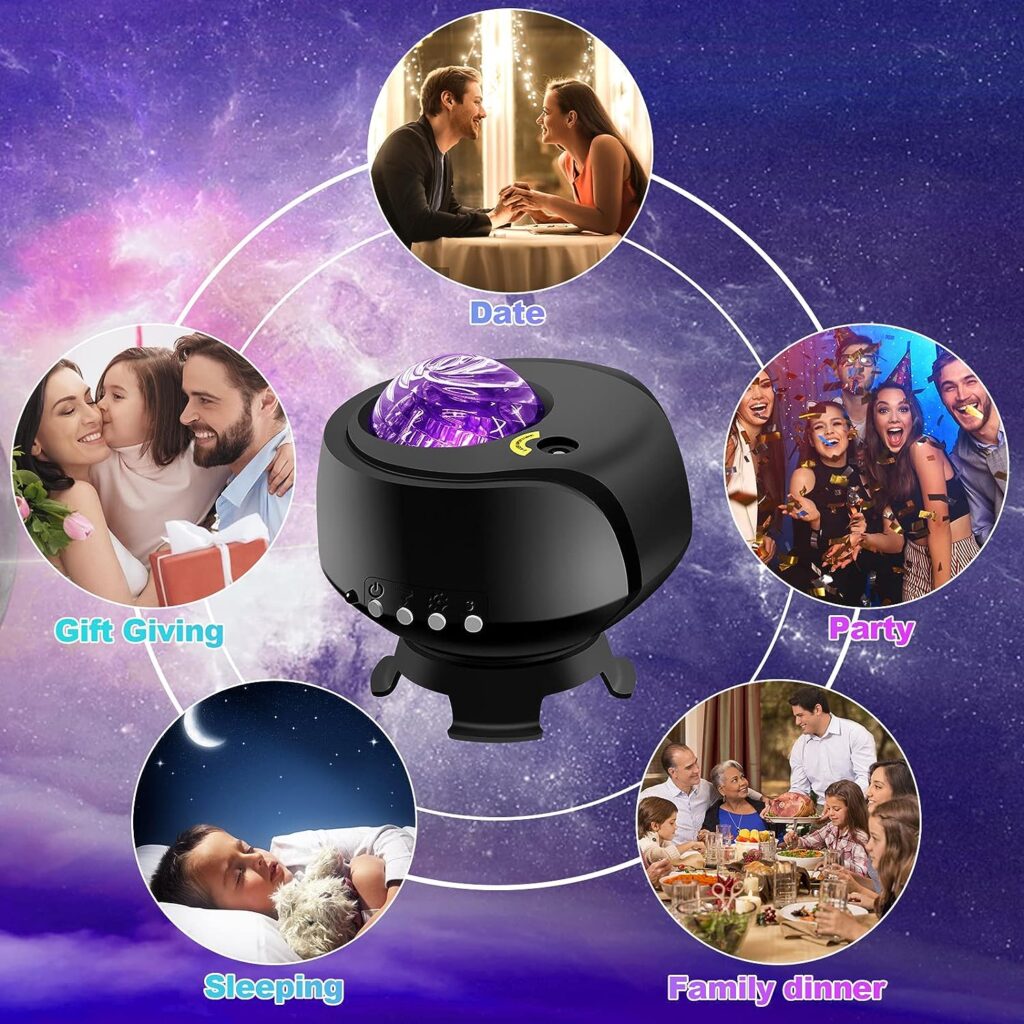 The Largest Coverage Area Galaxy Lights Projector 2.0, FLITI Star Projector, with Changing Nebula and Galaxy Shapes Galaxy Night Light