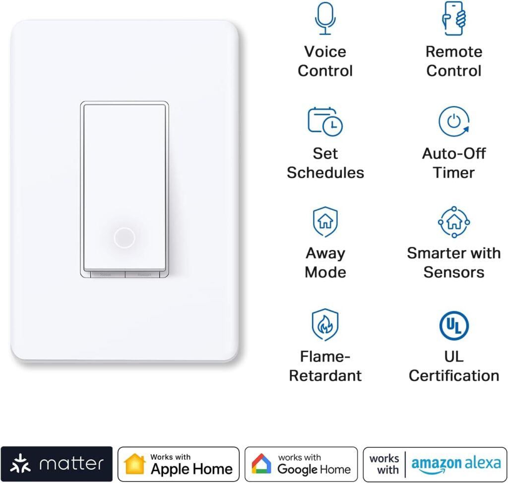 TP-Link‘s 1st Matter Smart Light Switch: Voice Control w/Siri, Alexa  Google Assistant | UL Certified | Timer  Schedule | Easy Guided Install | Neutral Wire Required | Single Pole | Tapo S505