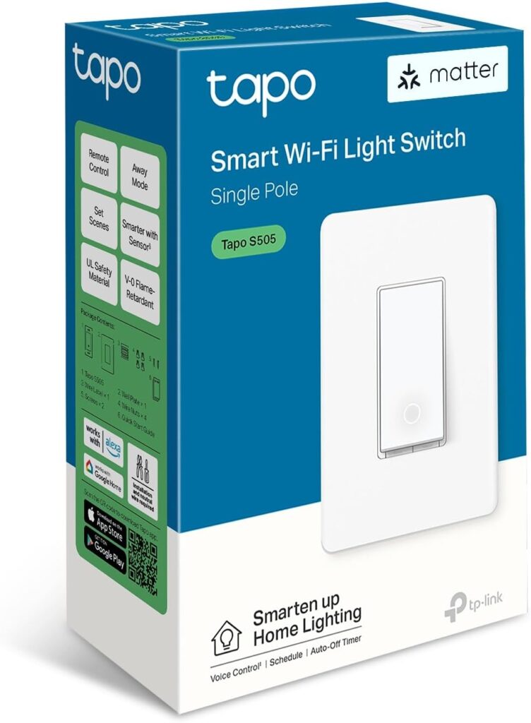 TP-Link‘s 1st Matter Smart Light Switch: Voice Control w/Siri, Alexa  Google Assistant | UL Certified | Timer  Schedule | Easy Guided Install | Neutral Wire Required | Single Pole | Tapo S505