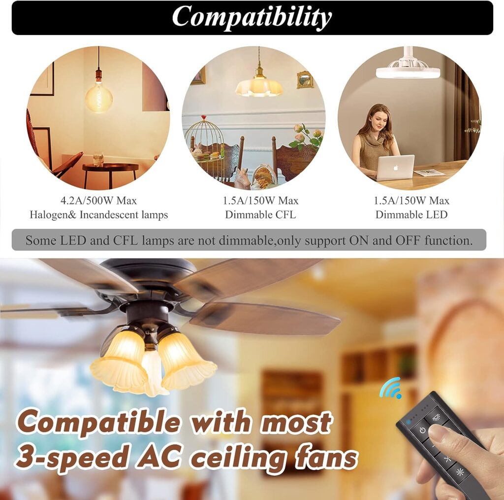 Universal Smart Ceiling Fan Control and Dimmer Light Switch,Smart Home Devices That Compatible with Alexa and Google Assistant,Remote Control Timing FEKOTS Wi-Fi Fan and Light Switch Combo