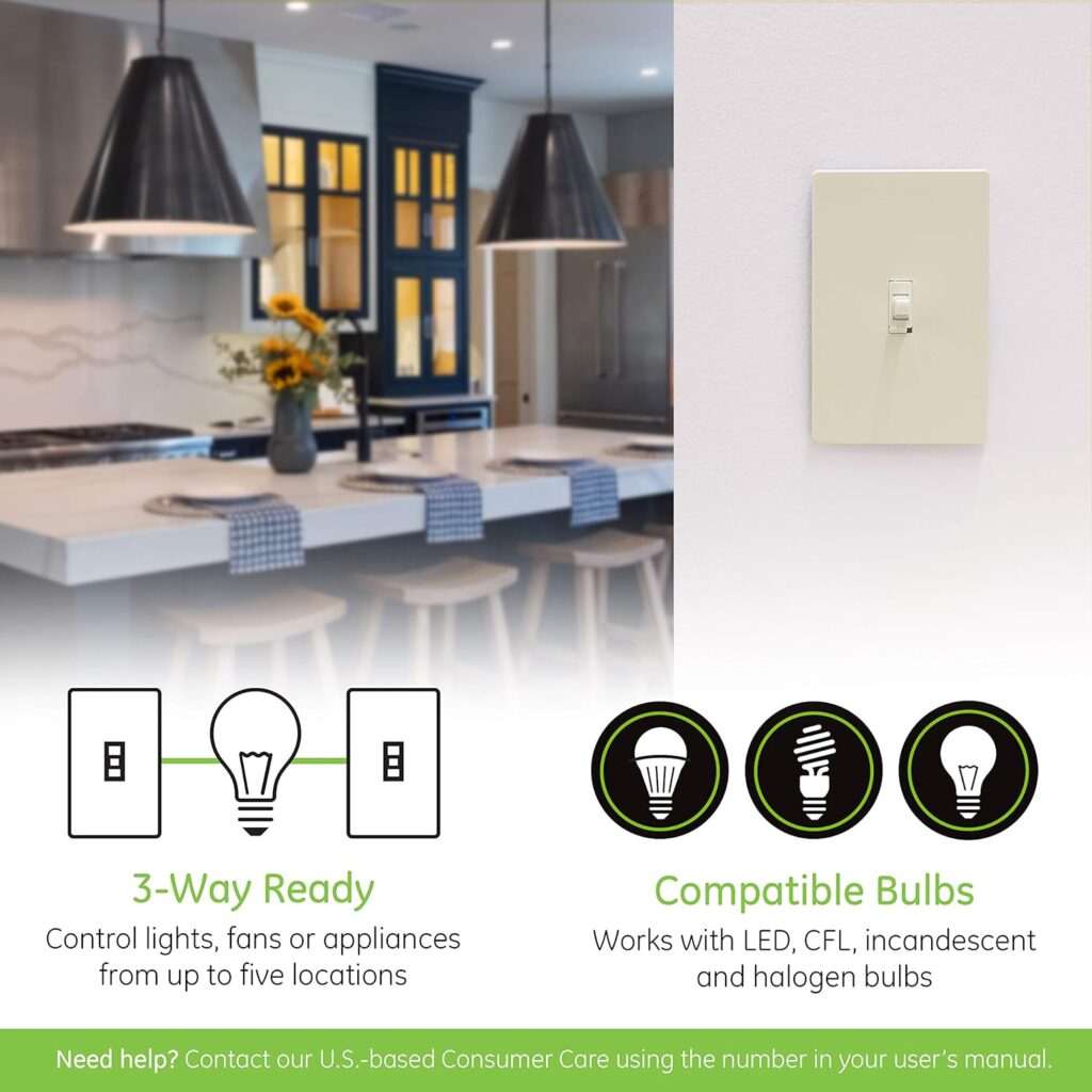 Enbrighten Z-Wave Plus Light Dimmer with QuickFit  SimpleWire, 3-Way Ready, Works with Alexa, Google Assistant, ZWave Hub  Neutral Wire Required, Toggle, Smart Switch, Smart Home Devices, 46204