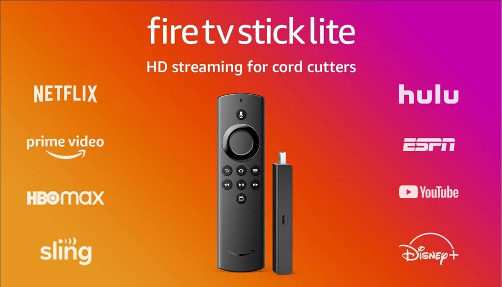 Fire TV Stick Lite, free and live TV, Alexa Voice Remote Lite, smart home controls, HD streaming