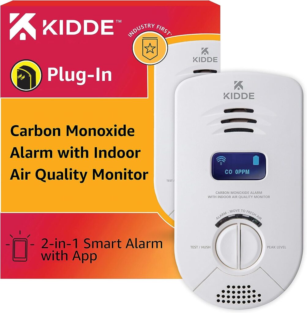 Kidde Smart Carbon Monoxide Detector  Indoor Air Quality Monitor, Plug In Wall, WiFi, Alexa Compatible Device, Voice  App Alerts