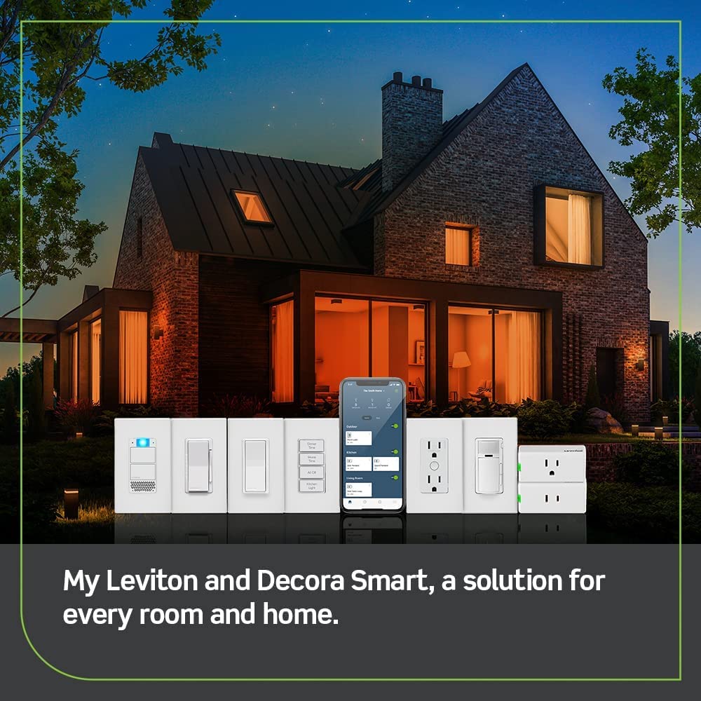 Leviton Decora Smart Plug, Wi-Fi 2nd Gen, Works with Matter, My Leviton, Alexa, Google Assistant, Apple Home/Siri  Wire-Free Anywhere Companions for Switched Outlet, D215P-2RW, White