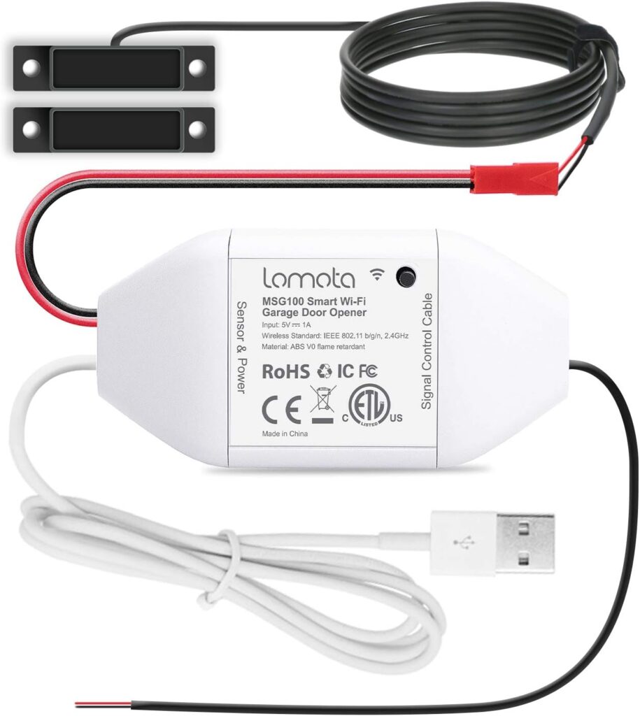 Lomota Smart WiFi Garage Door Opener Remote, Tuya Smart Life App Control, Work with Google Assistant,Multiple Notification Modes, No Hub Needed