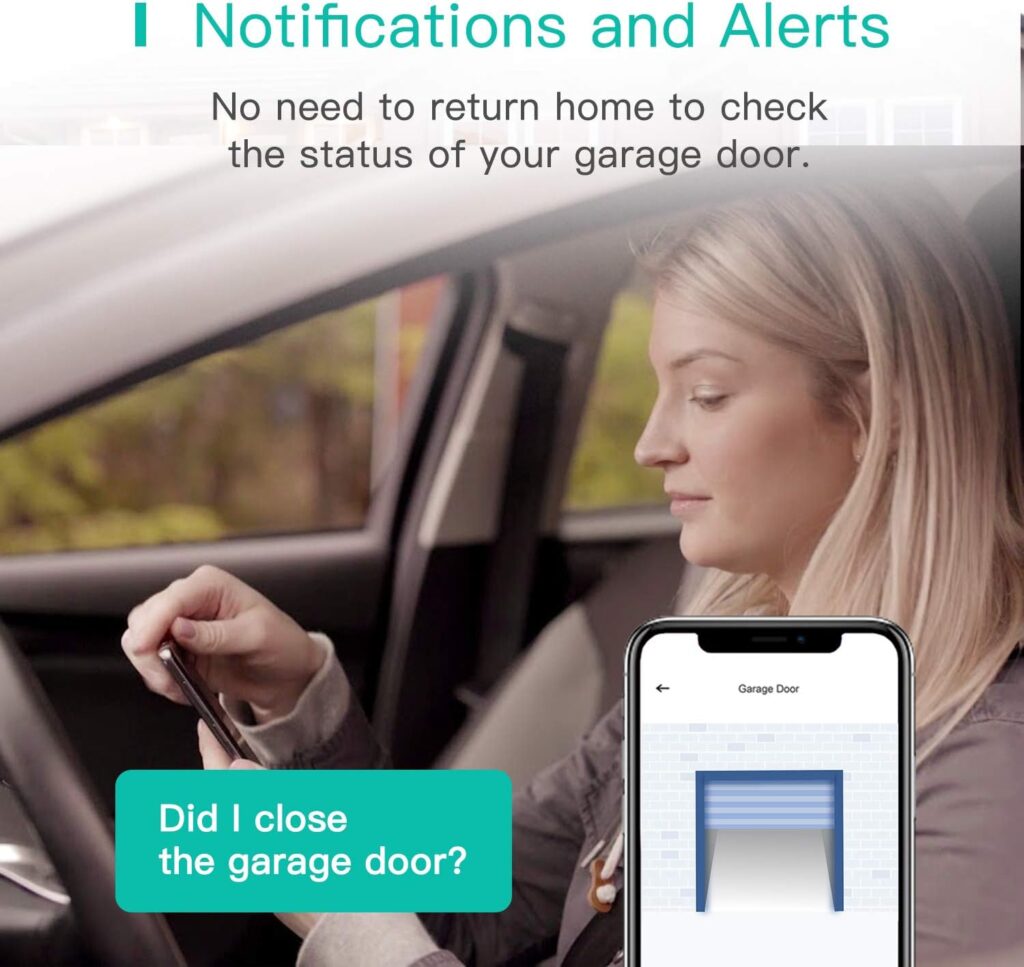 Lomota Smart WiFi Garage Door Opener Remote, Tuya Smart Life App Control, Work with Google Assistant,Multiple Notification Modes, No Hub Needed