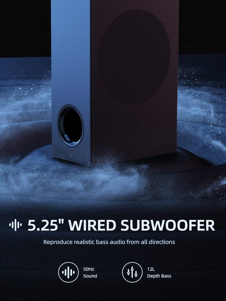 MEREDO Sound bar with Subwoofer 180W Detachable 2 in 1 Sound Bars for TV 2.1CH Treble  Bass Adjust 5 EQ Modes ARC/Optical/AUX/Bluetooth 12L Deep Bass for Home Theater Wall Mount-37 Inch