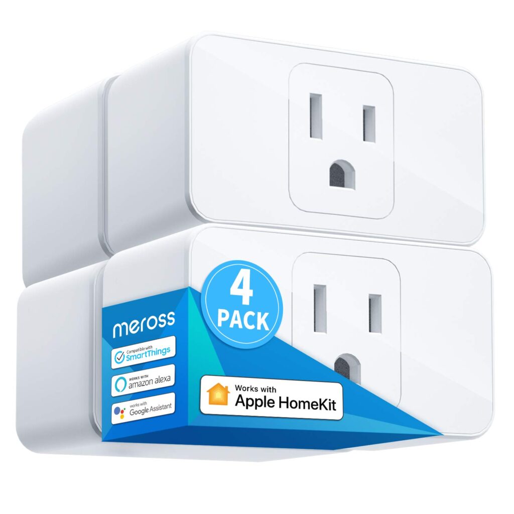 Meross Smart Plug Mini, 15A  Reliable Wi-Fi, Support Apple HomeKit, Siri, Alexa, Echo, Google Assistant and Nest Hub, App Control, Timer, No Hub Needed, 2.4G WiFi Only, 4 Pack