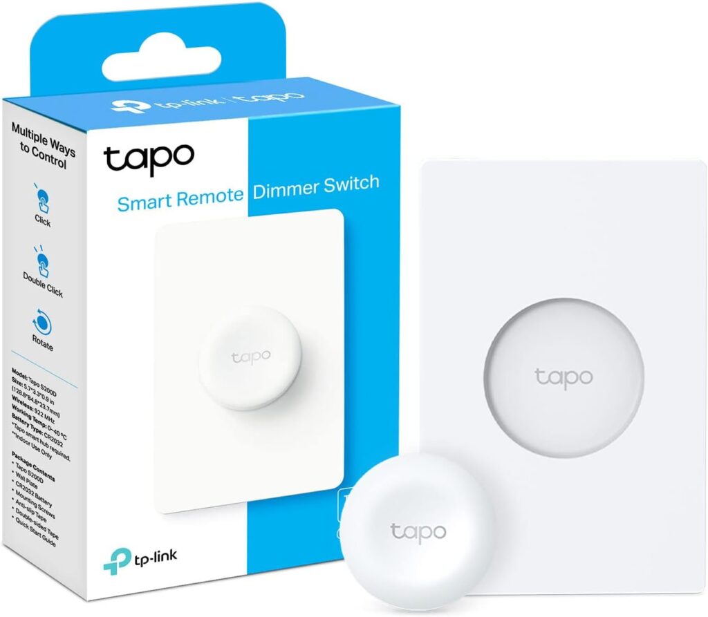 TP-Link Tapo Smart Button | Remote Dimmer Switch | Wireless Control of Tapo Smart Devices | 3-Way Control | Tap  Rotate | Tapo HUB Required | 1 Year+ Battery Life | (Tapo S200D)