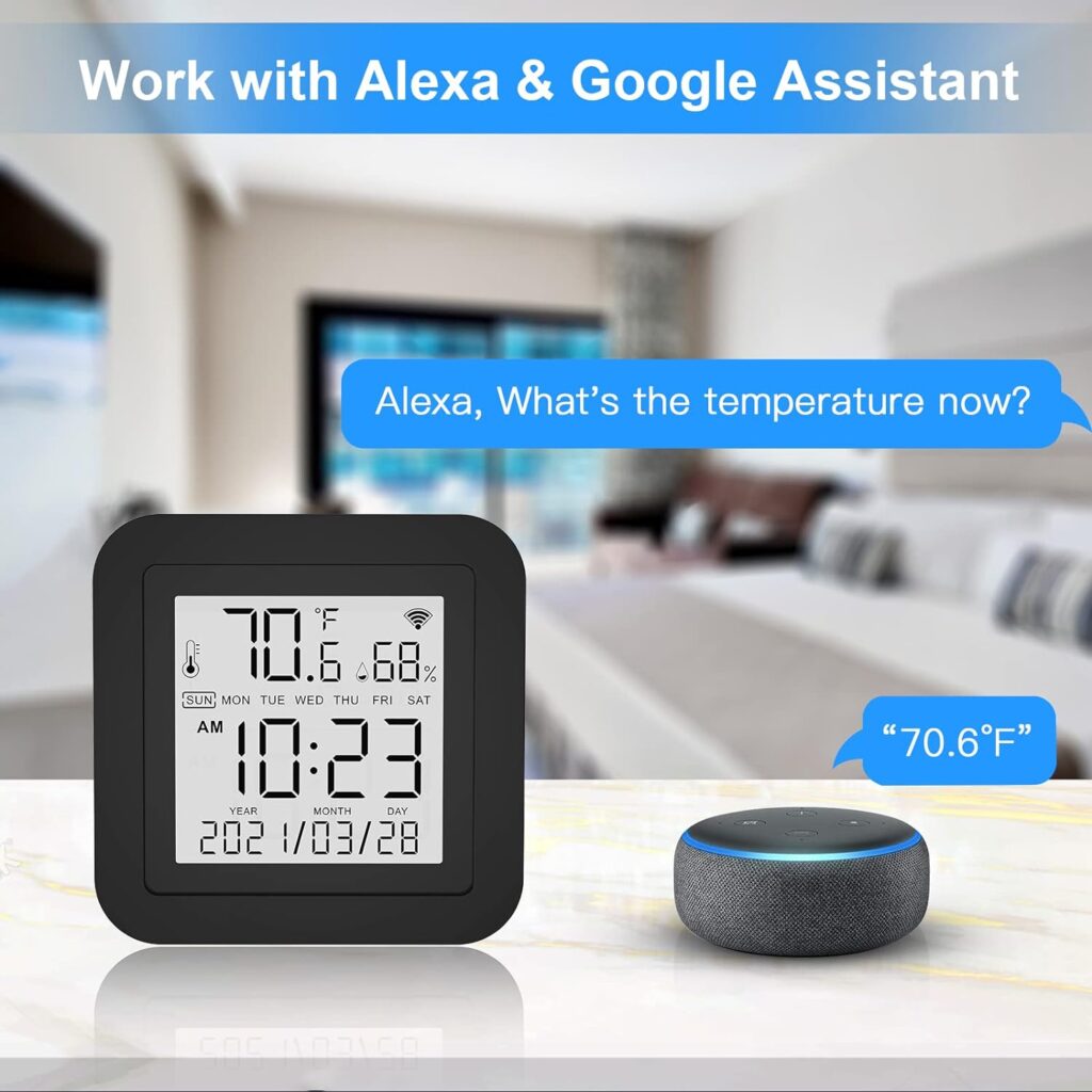 WiFi Smart IR Remote Control WiFi Temperature Humidity Sensor Monitor with LCD Display Cover Above 98% IR Device for Air-Conditioned TV Fan etc Smart Life APP Compatible Alexa Google Assistant